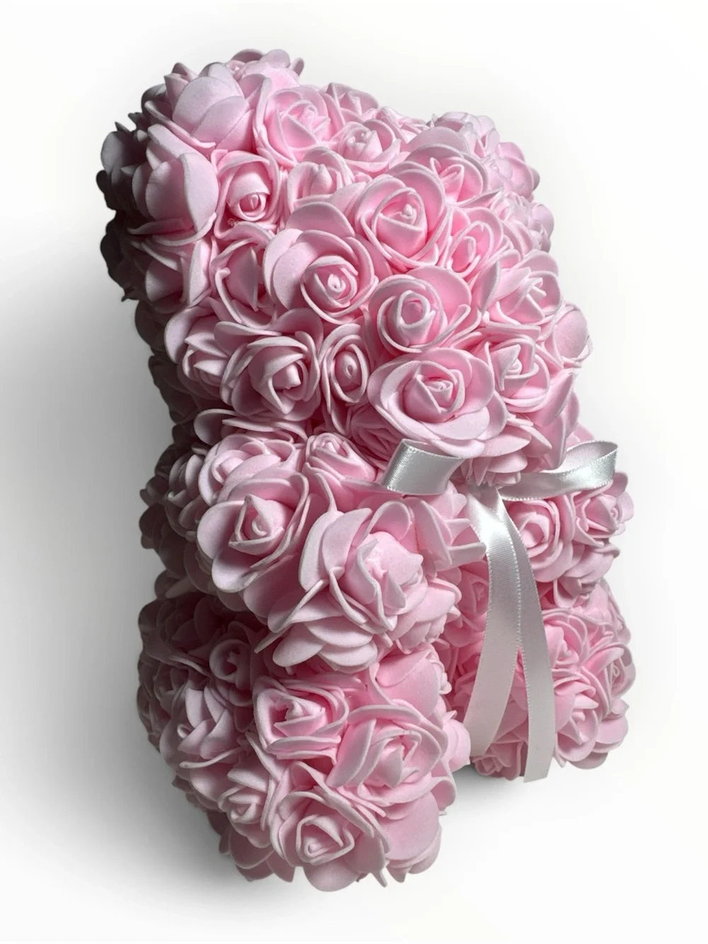 9” Pink Foam Rose Teddy Bear White Bow Valentine’s Day Room Decor